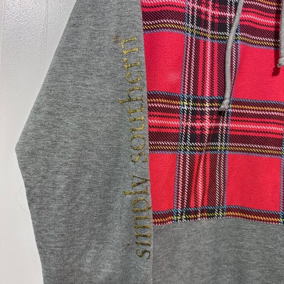 Simply Southern Red Plaid & Grey Hoodie Size XXL - Picture 4 of 5